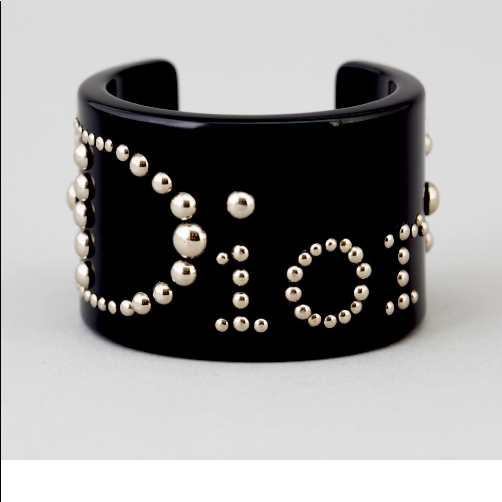 CHRISTIAN DIOR, Christian Dior Black Plastic And Metal Cuff Bracelet.